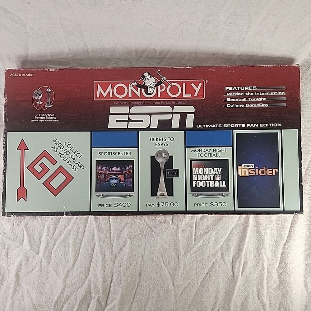 Monopoly Hasbro 2006 ESPN Ultimate Sports Fan Edition Board Game 2 Tokens Missin